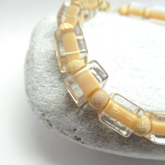 Cane glass and gold bracelet - Picture 4 of 14